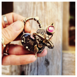 2 Pendentifs Cadenas et clef "A cœur ouvert"