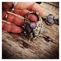 2 Pendentifs Cadenas et clef "A cœur ouvert"