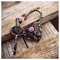 2 Pendentifs Cadenas et clef "A cœur ouvert"