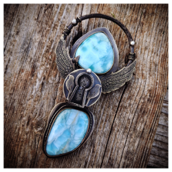 Pendentif Larimar "Le cœur joyeux"