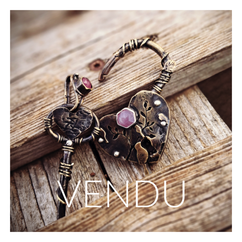 2 Pendentifs Cadenas et clef "A cœur ouvert"