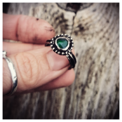 Bague diopside et argent T56