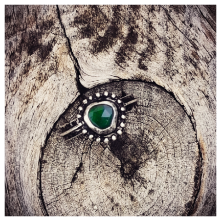 Bague diopside et argent T56