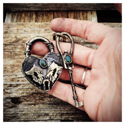 Duo pendentif "Le cœur est la clef"