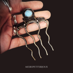 Epingle à cheveux laiton et larimar