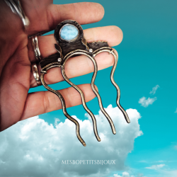 Epingle à cheveux laiton et larimar