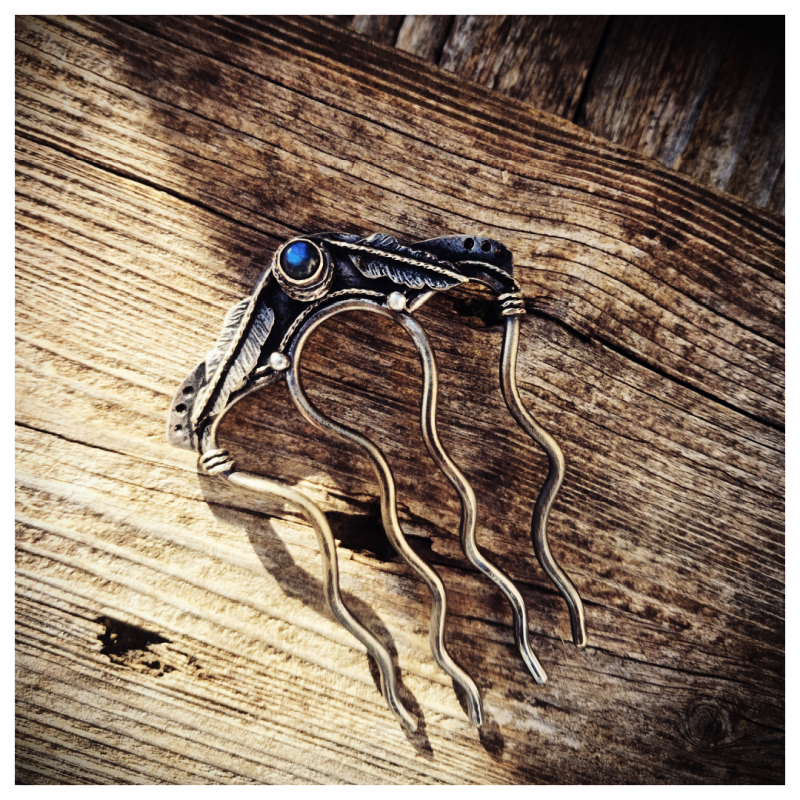 Epingle à cheveux laiton et labradorite