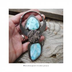 Pendentif Larimar "Le cœur joyeux"