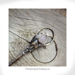 Pendentif clef quartz rose  "Brille"